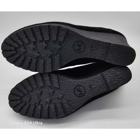 Michael Kors Black Suede Wedge Penny Loafer Platform Pumps Women's 9M - Picture 3 of 9